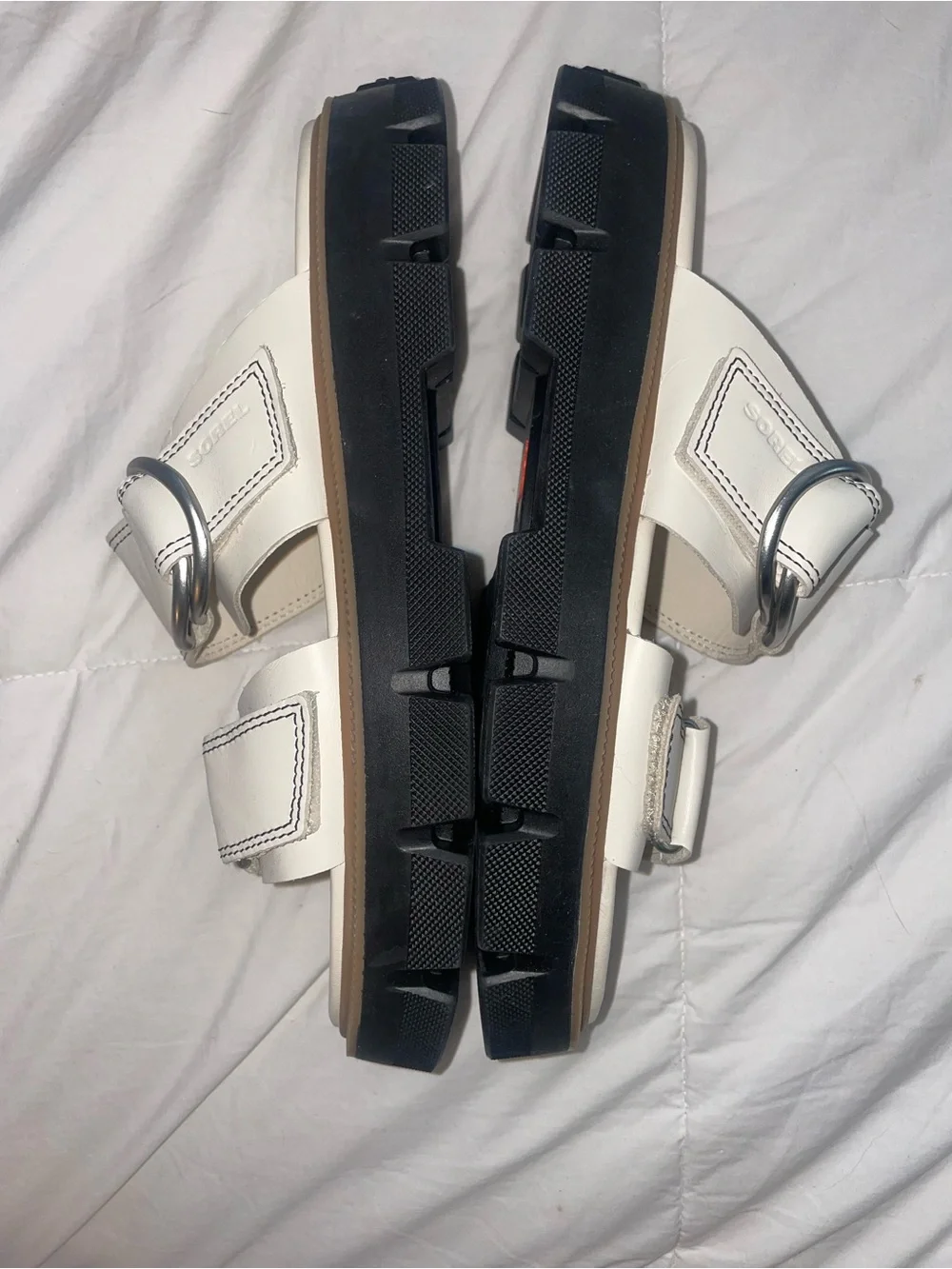 Sorel Cream Double-Strap Buckle leather, chunky Sandals - Picture 4 of 13
